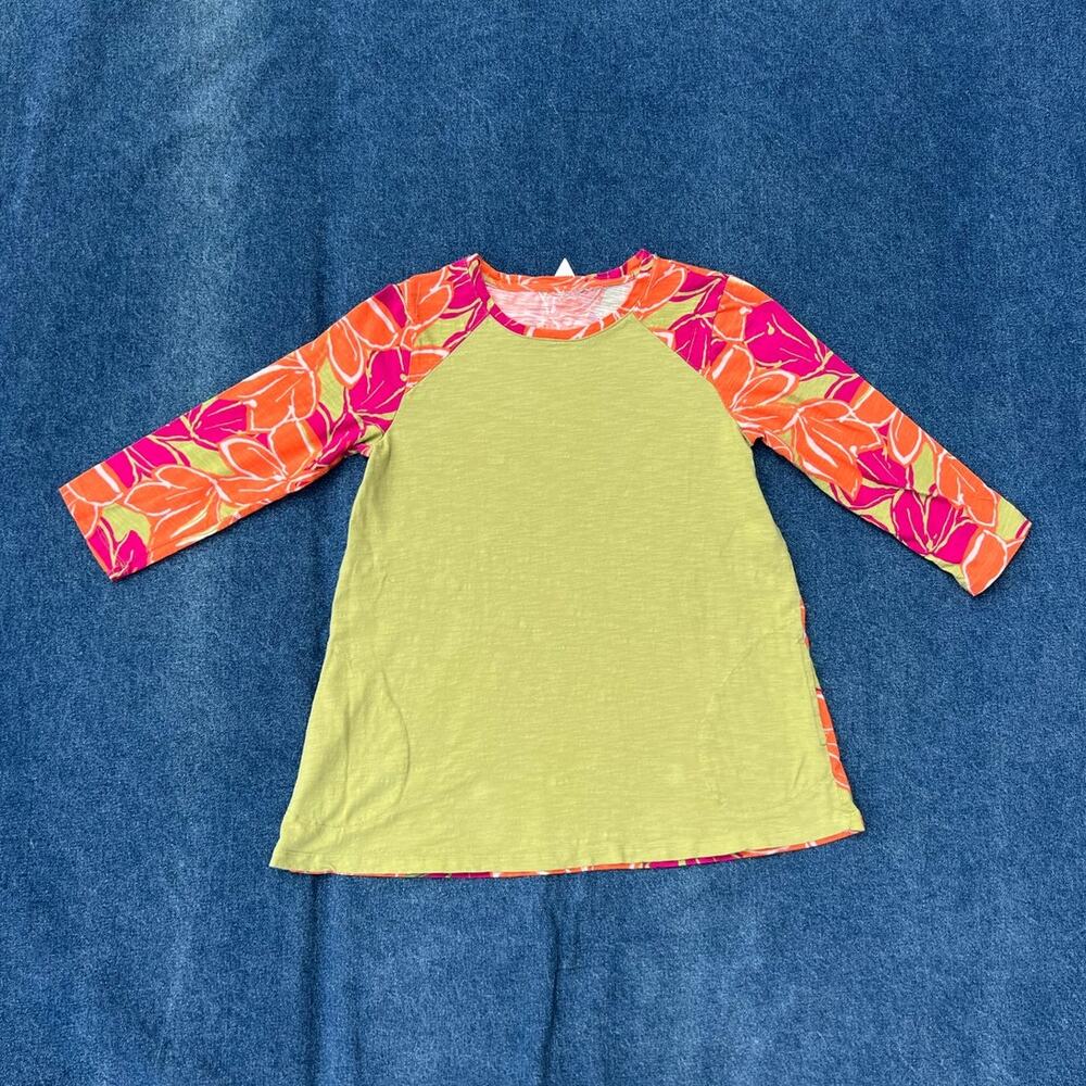 y2k LOGO by Lori Goldstein floral raglan long sleeve tee top